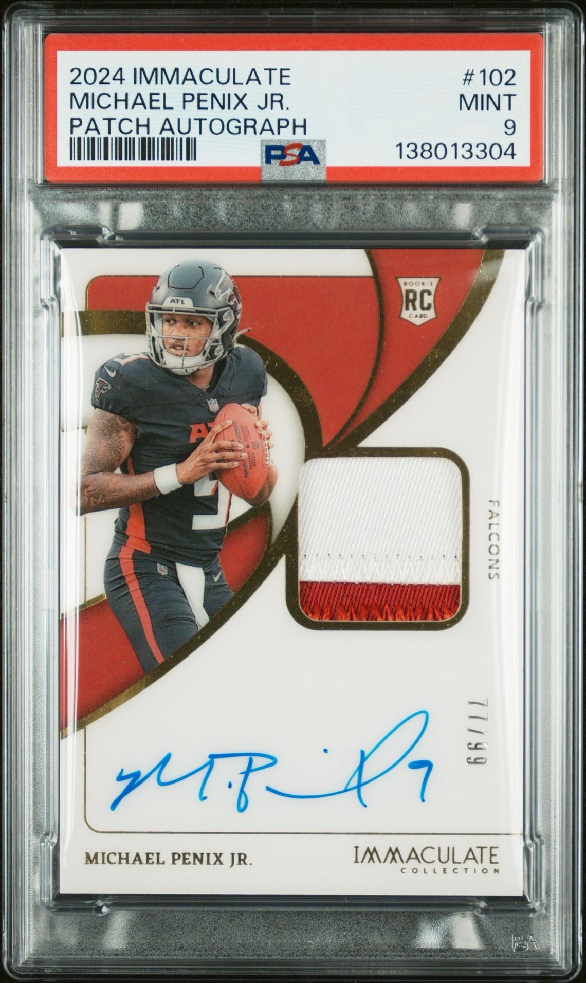 2024 Immaculate Patch Autograph /99 Michael Penix JR. #102 PSA MINT 9