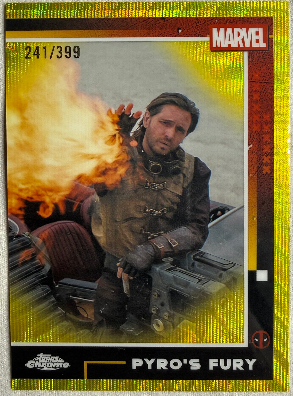 Pyro's Fury 2025 Topps Chrome Deadpool Gold Ray Wave /399