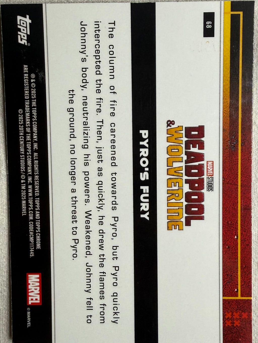 Pyro's Fury 2025 Topps Chrome Deadpool Gold Ray Wave /399