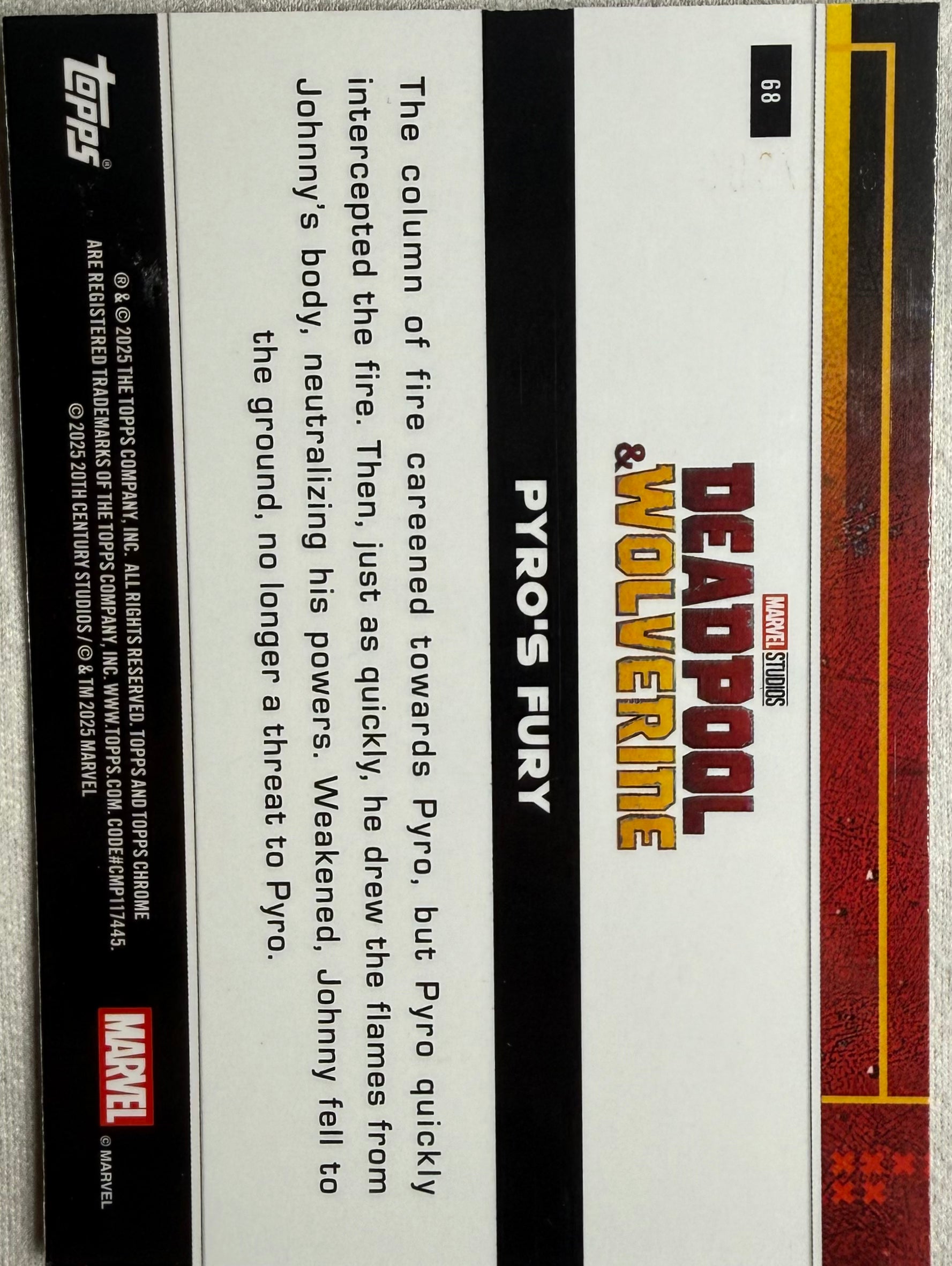 Pyro's Fury 2025 Topps Chrome Deadpool Gold Ray Wave /399