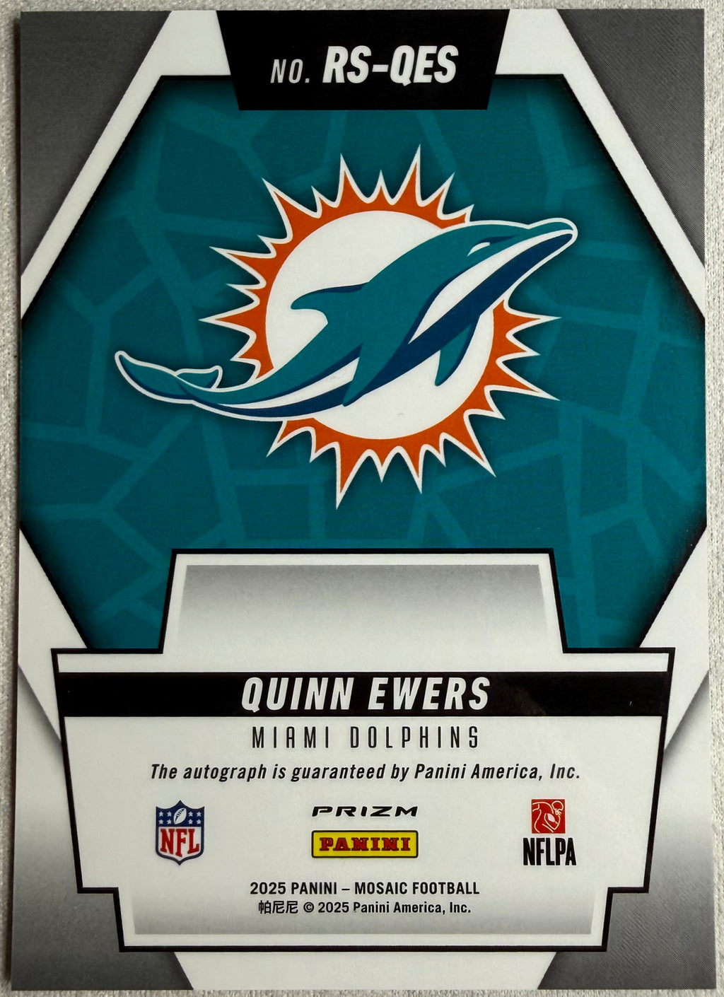 2025 Panini Mosaic Rookie Scripts Auto Quinn Ewers #RS-QES