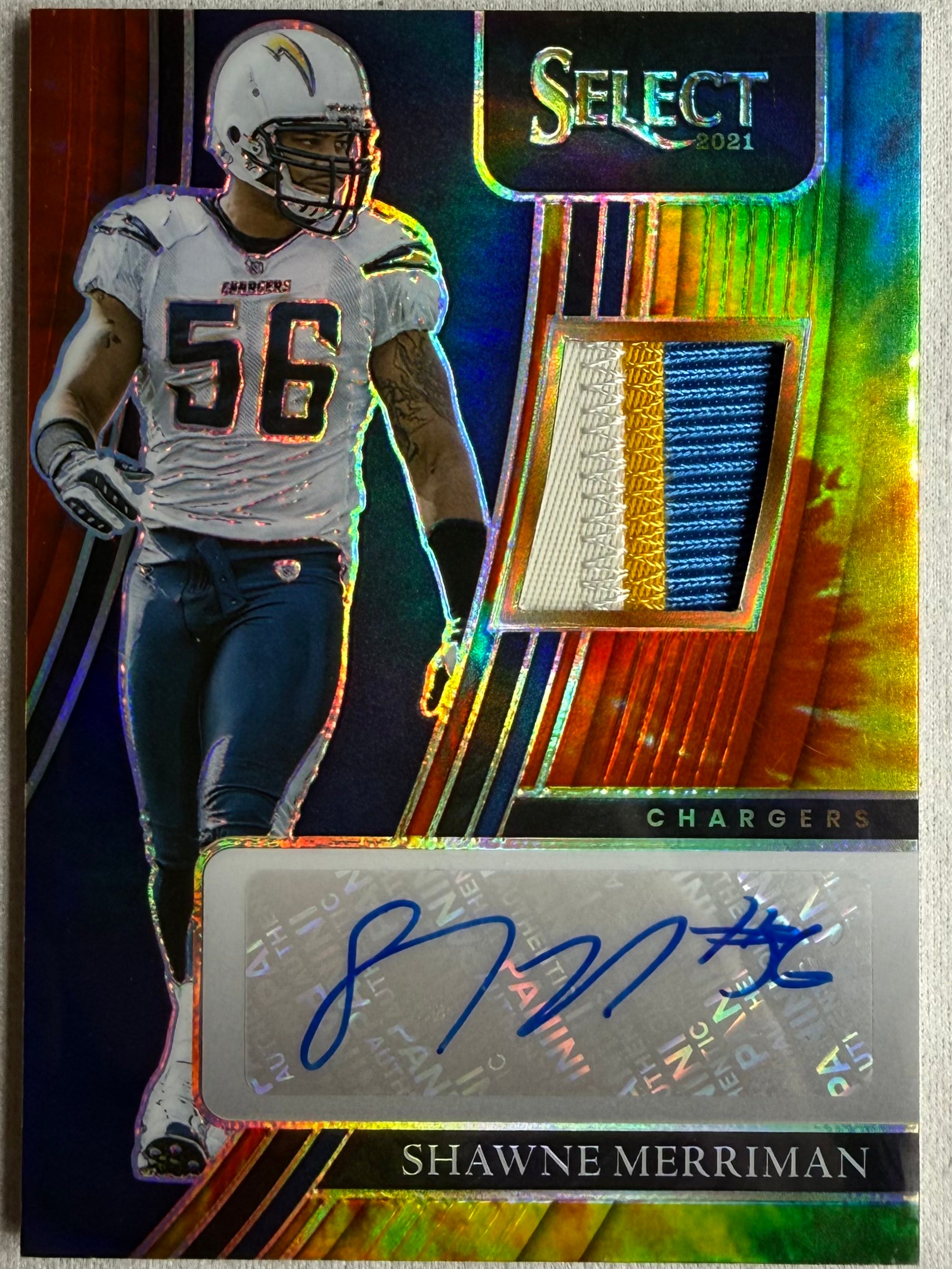 2021 Panini Select Tie Dye Patch Auto Shawne Merriman /25 #SMP-SME