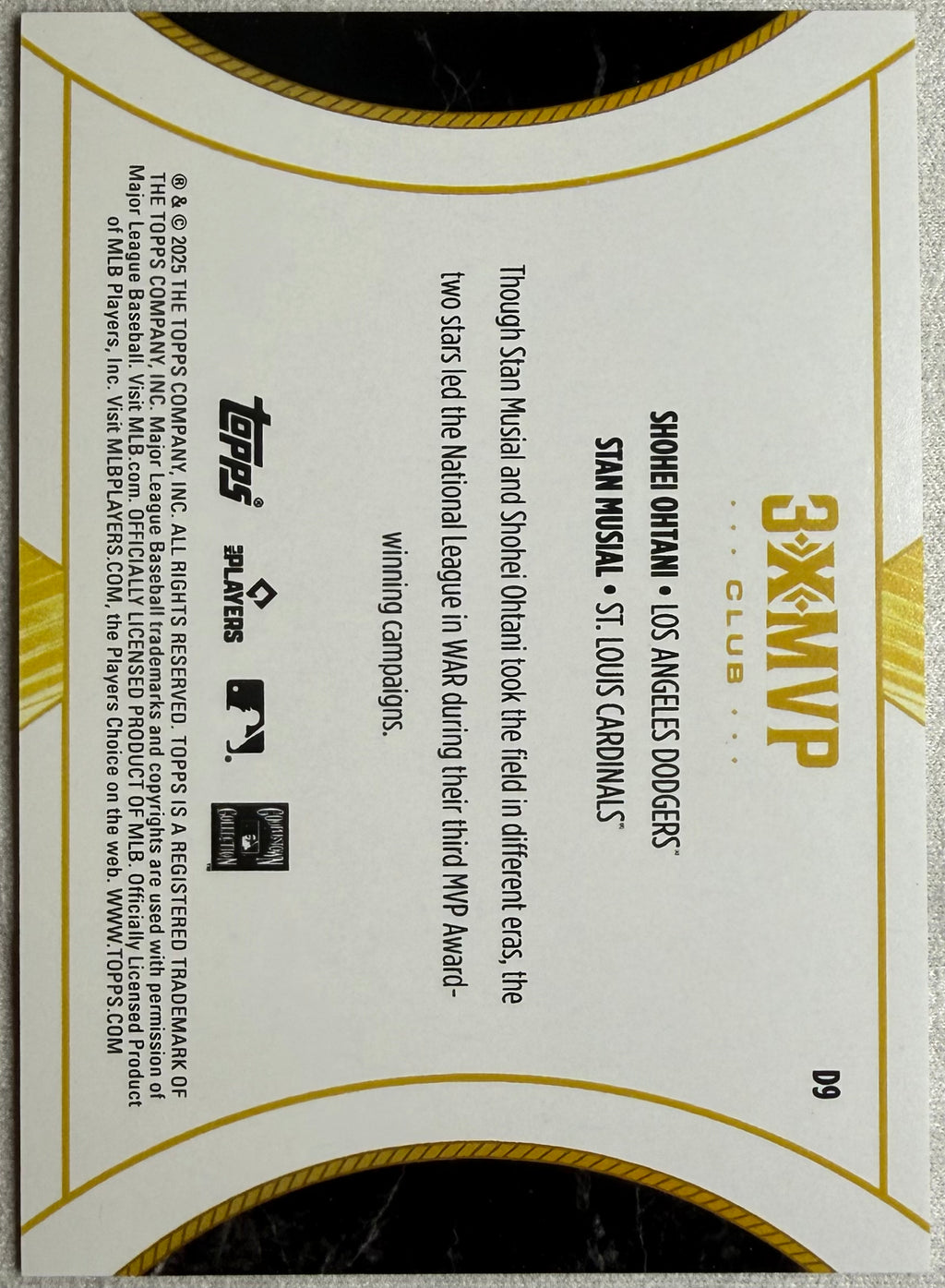 2025 Topps 3X MVP Club Aqua Foil /75 - Shohei Ohtani Stan Musial #D9