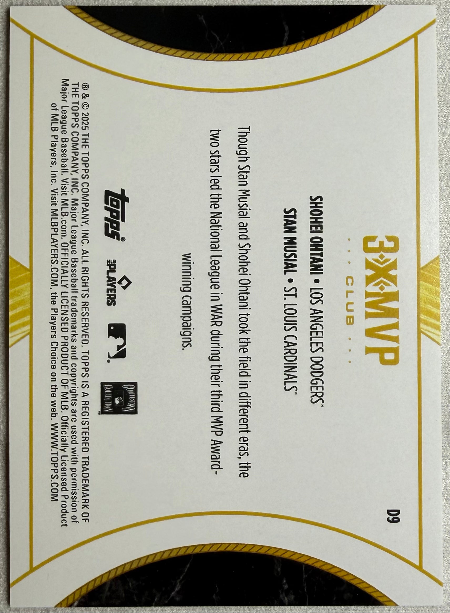 2025 Topps 3X MVP Club Aqua Foil /75 - Shohei Ohtani Stan Musial #D9