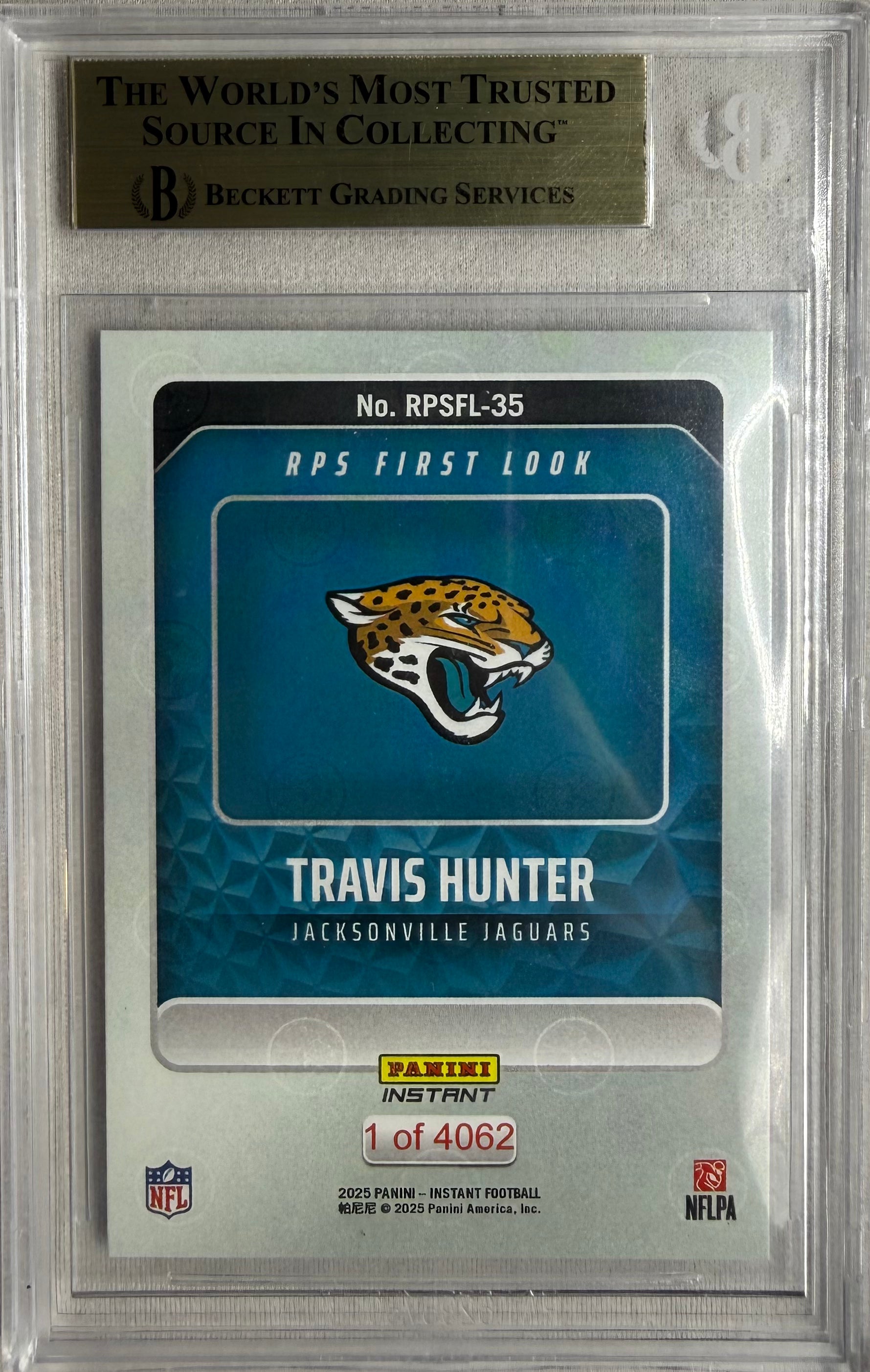 2025 Panini Instant NFL RPS First Look Travis Hunter /4062 #RPSFL35 BGS 9.5