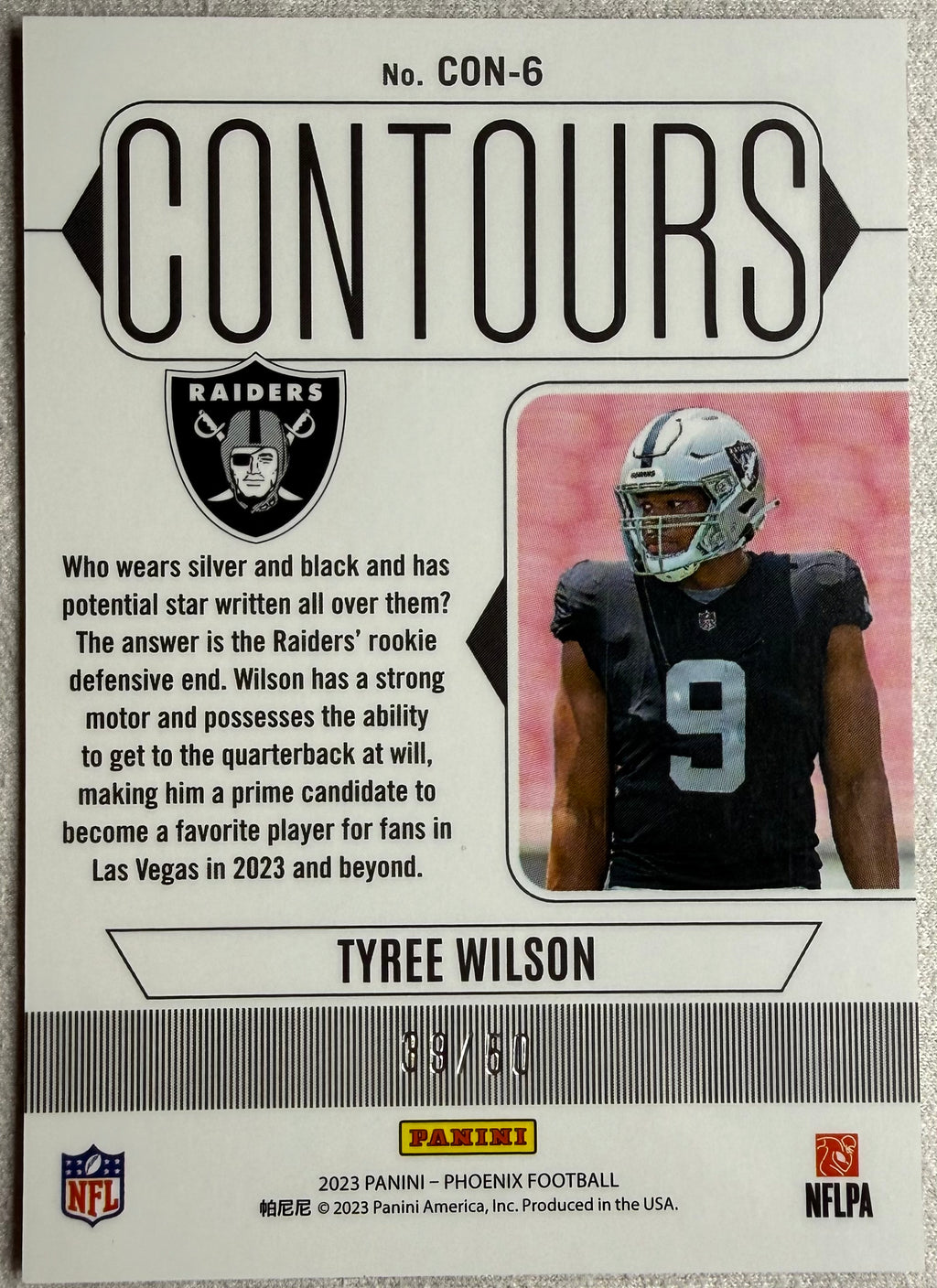 Tyree Wilson 2023 Phoenix Contours Rookie /50 #CON-6