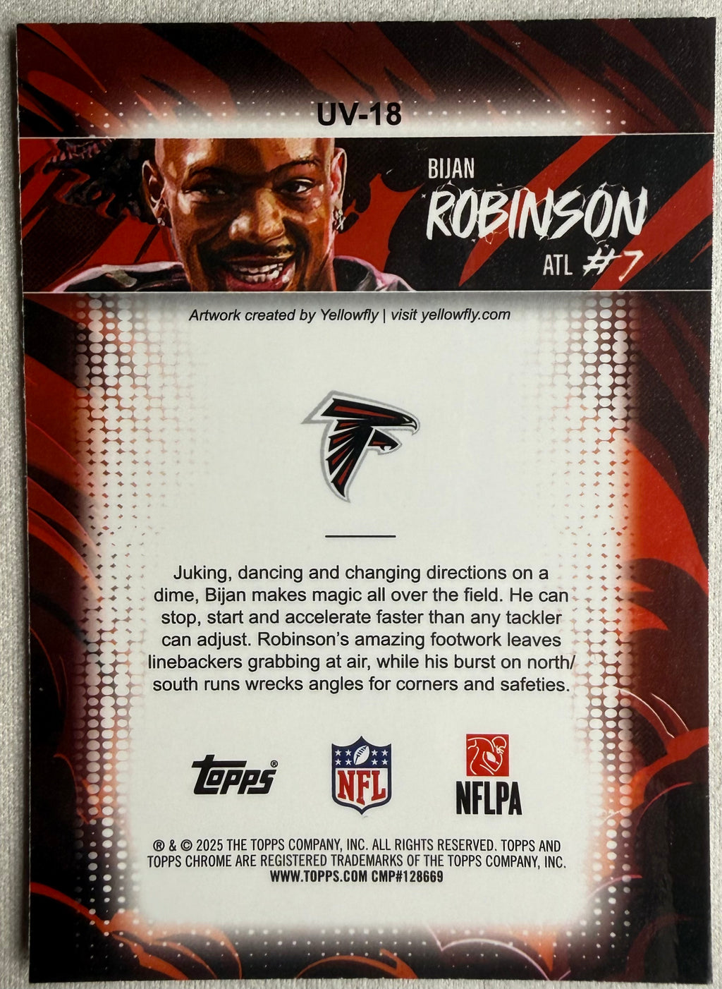 Bijan Robinson 2025 Topps Chrome Ultra Violet #UV-18