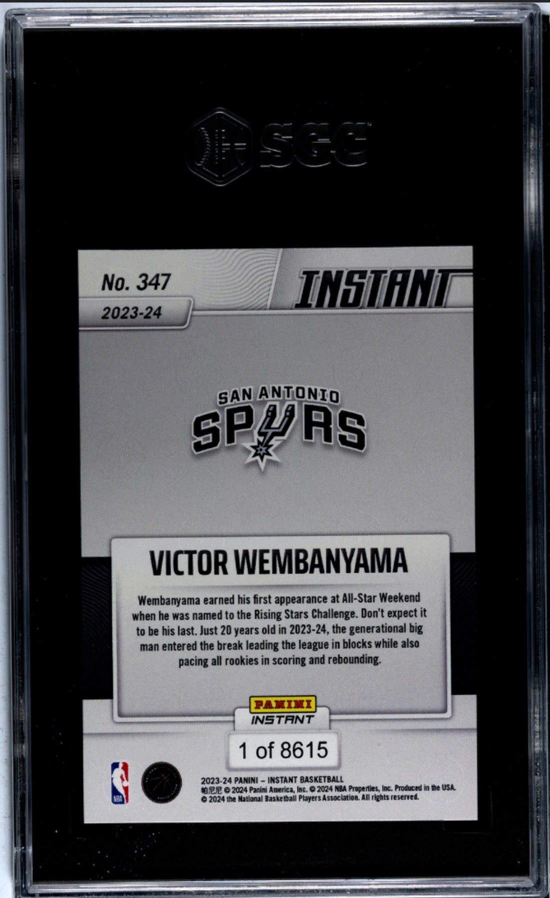 2023-2024 Panini Instant Victor Wembanyama /8615 #347 BGS Gem Mint 10