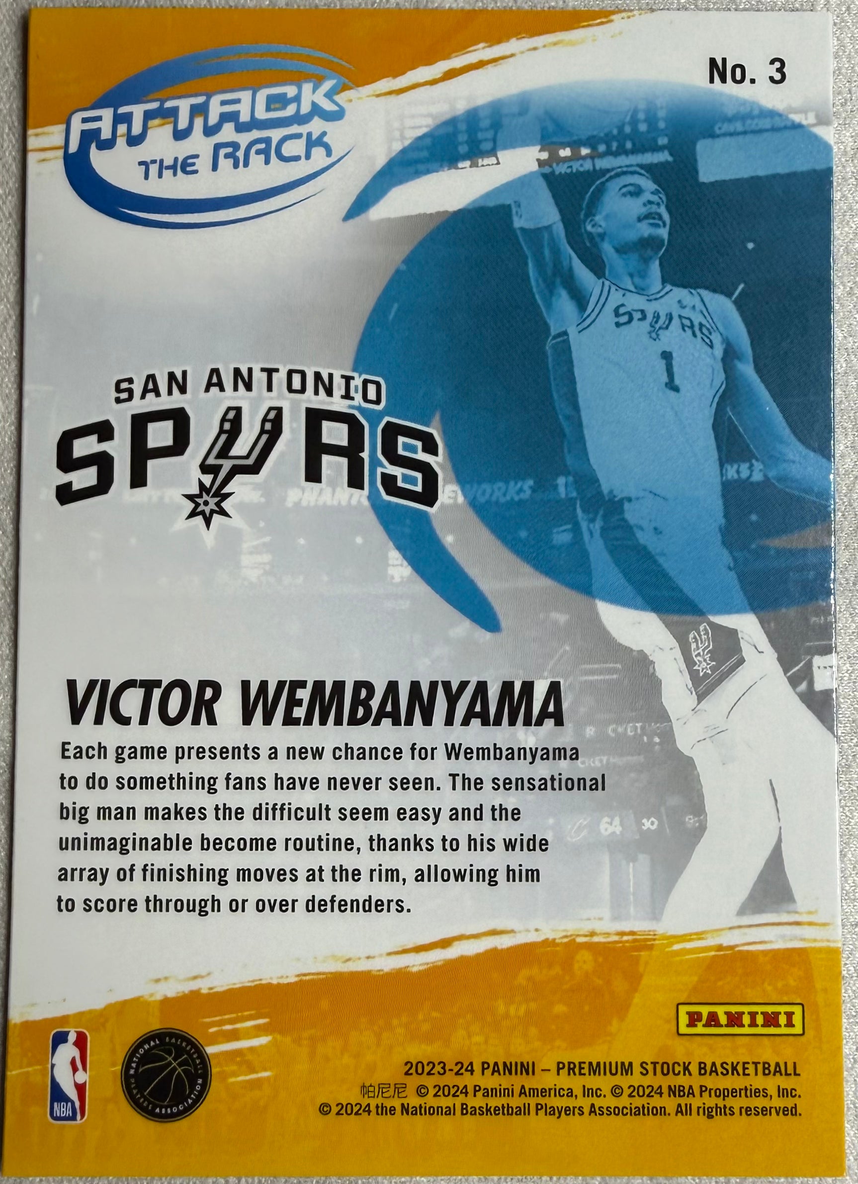 2023-2024 Panini Premium Stock Attack The Rack Victor Wembanyama Rookie #3