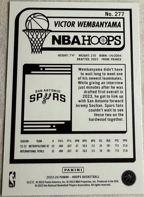 2023-24 Panini Hoops Victor Wembanyama #277
