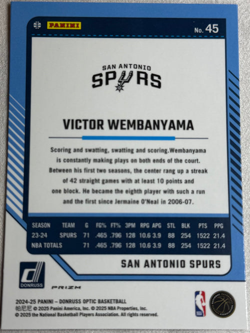 2024-25 Panini Donruss Optic Holo Victor Wembanyama #45