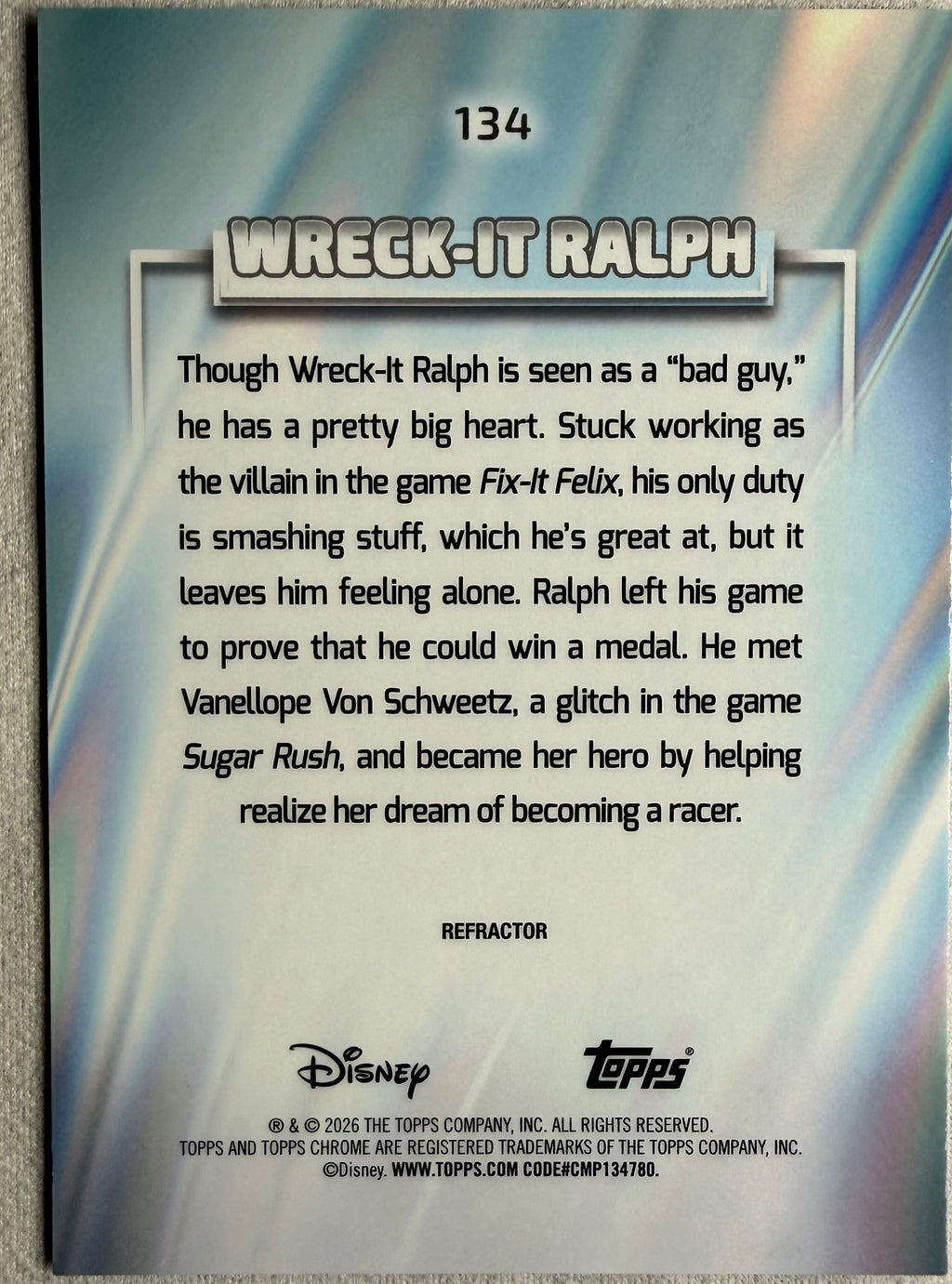 Wreck-It Ralph 2026 Topps Chrome Disney Refractor #134