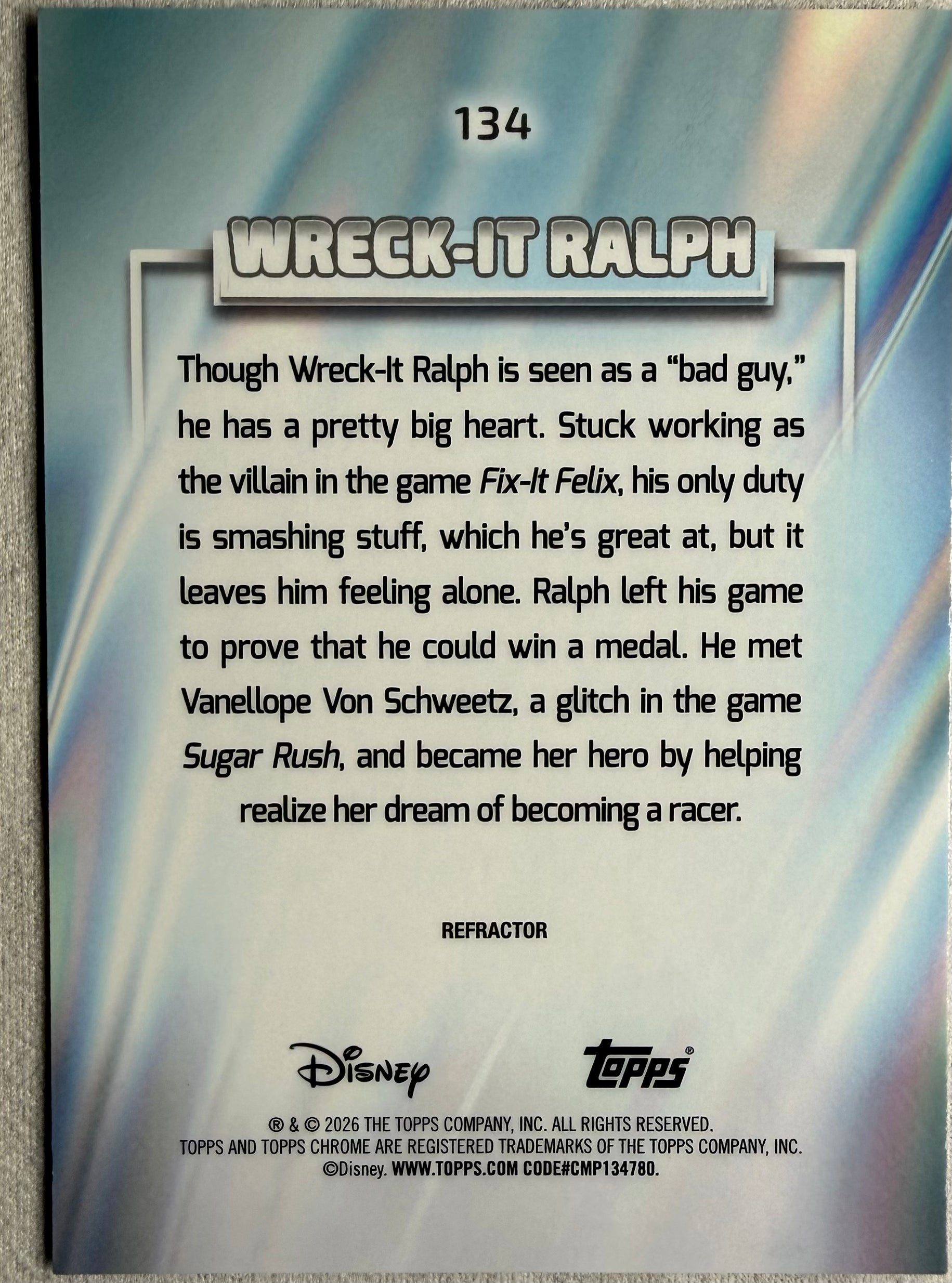 Wreck-It Ralph 2026 Topps Chrome Disney Refractor #134